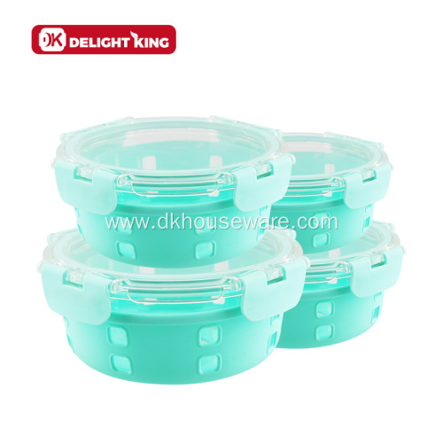 Glass Airtight Food Container With Silicone Sleeve